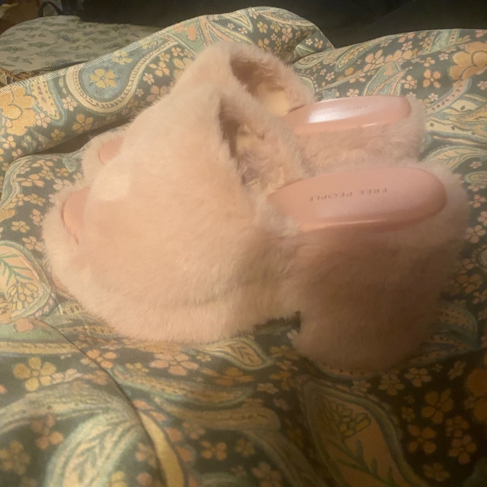 Free People Pink Fuzzy Slippers